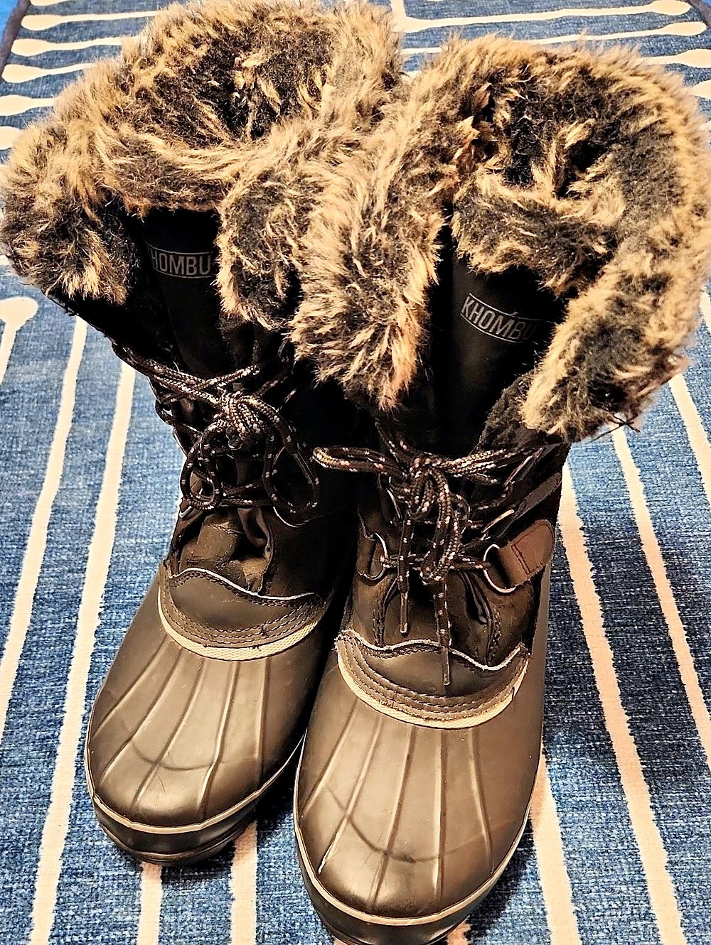 Khombu Winter Boots Black & Cream